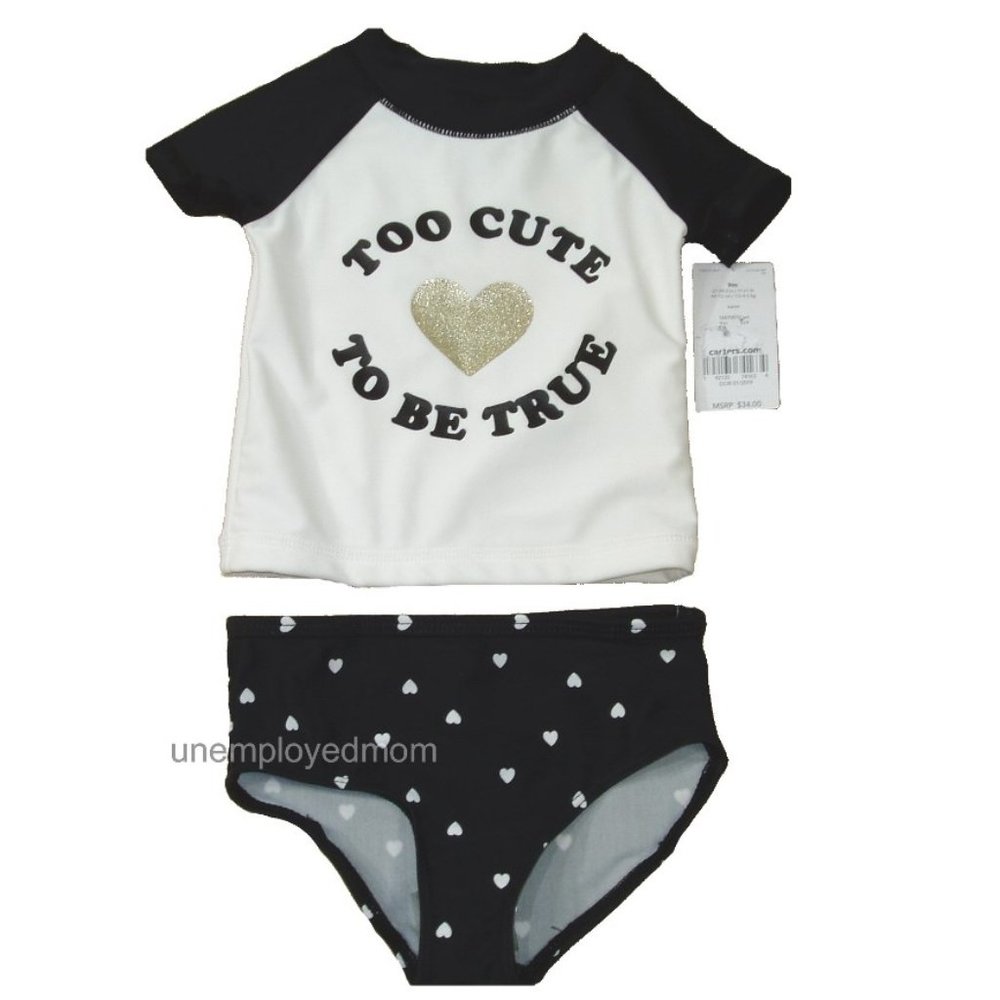 Swimsuit Rashguard Top Bikini Bottoms Girls 2 pc